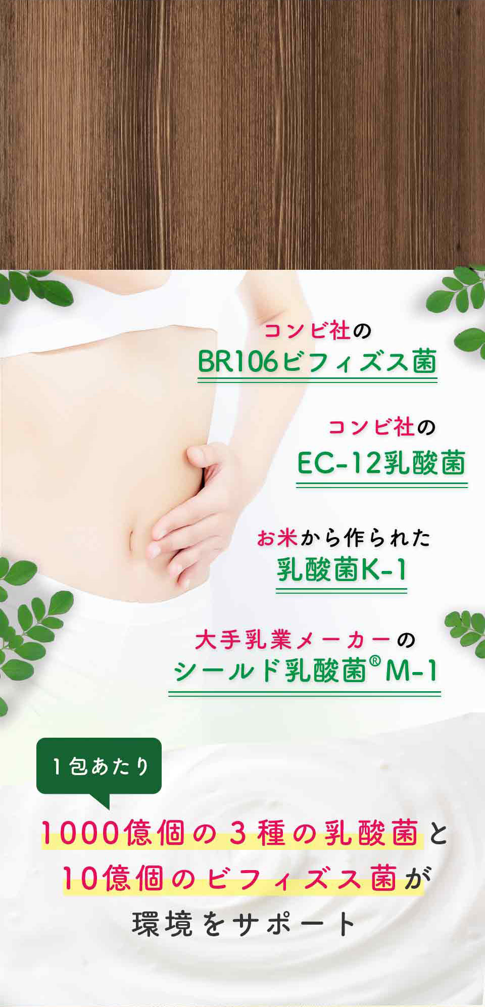 3種の乳酸菌とビフィズス菌で環境を整える