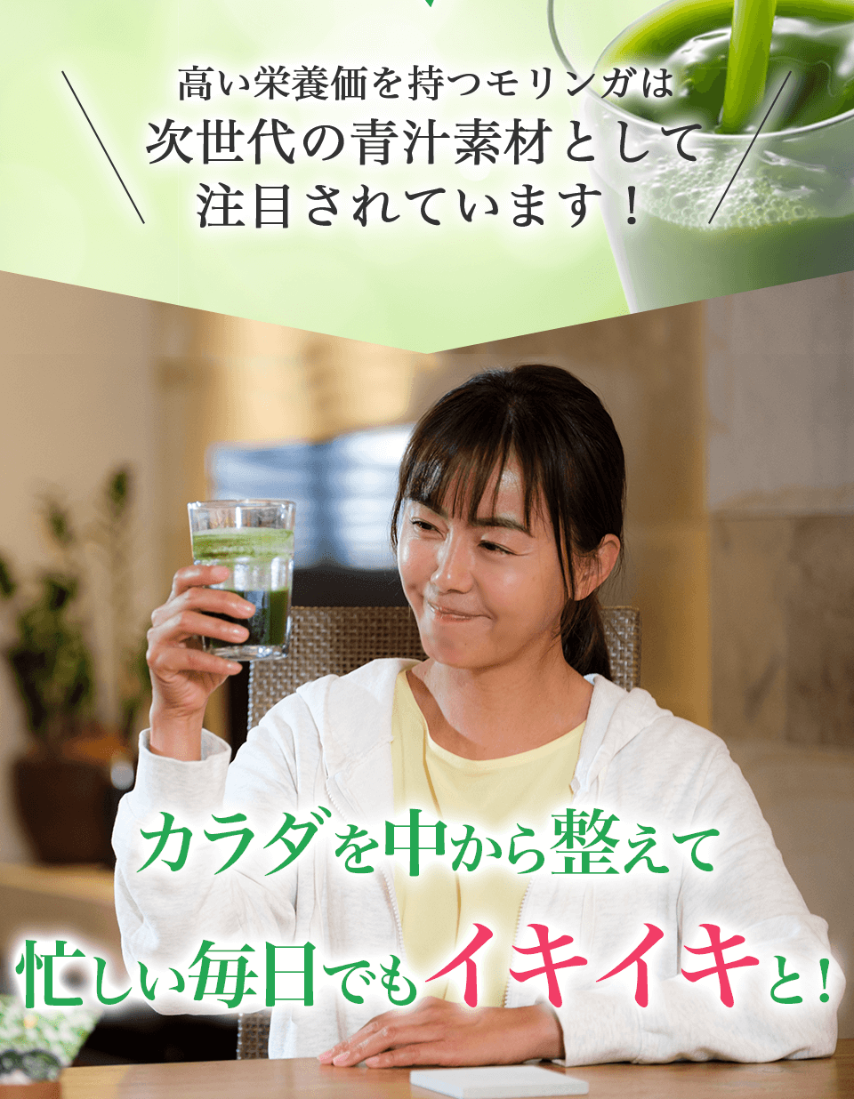 高い栄養価を持つモリンガは、次世代の青汁素材として注目されています