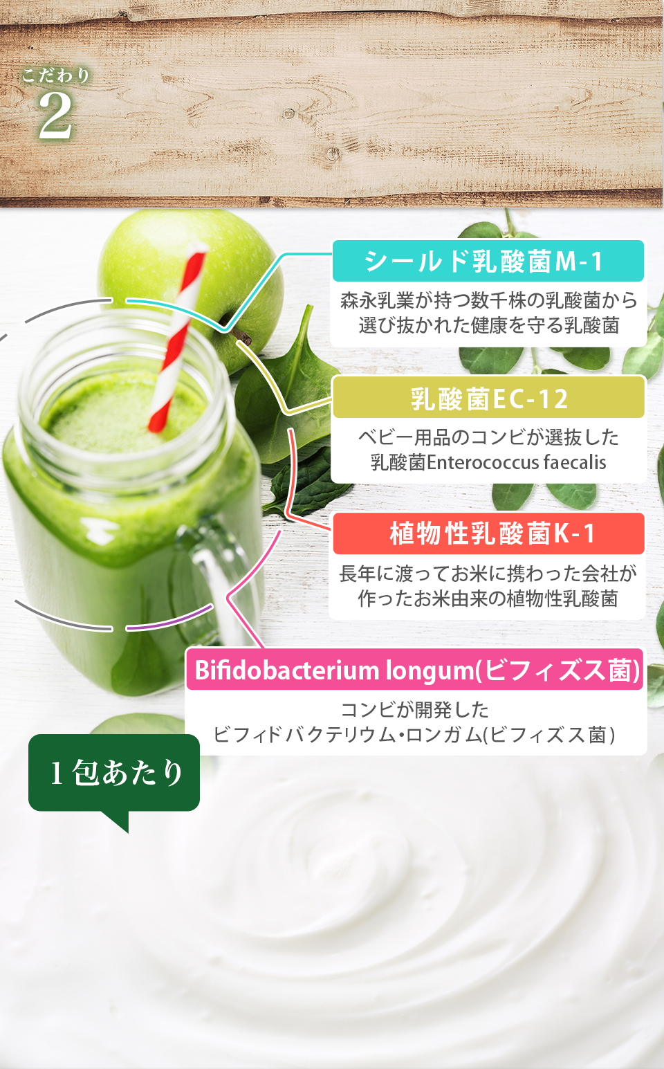 モリンガのチカラを相乗効果 3種の乳酸菌とビフィズス菌で環境を整える